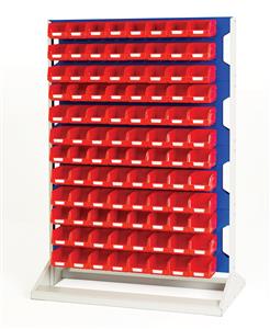 Bott Louvre 1450mm high Static Rack with 96 Red Plastic Bins Bott Static Verso Louvre Container Racks | Freestanding Panel Racks | Small Parts Storage 16917324 